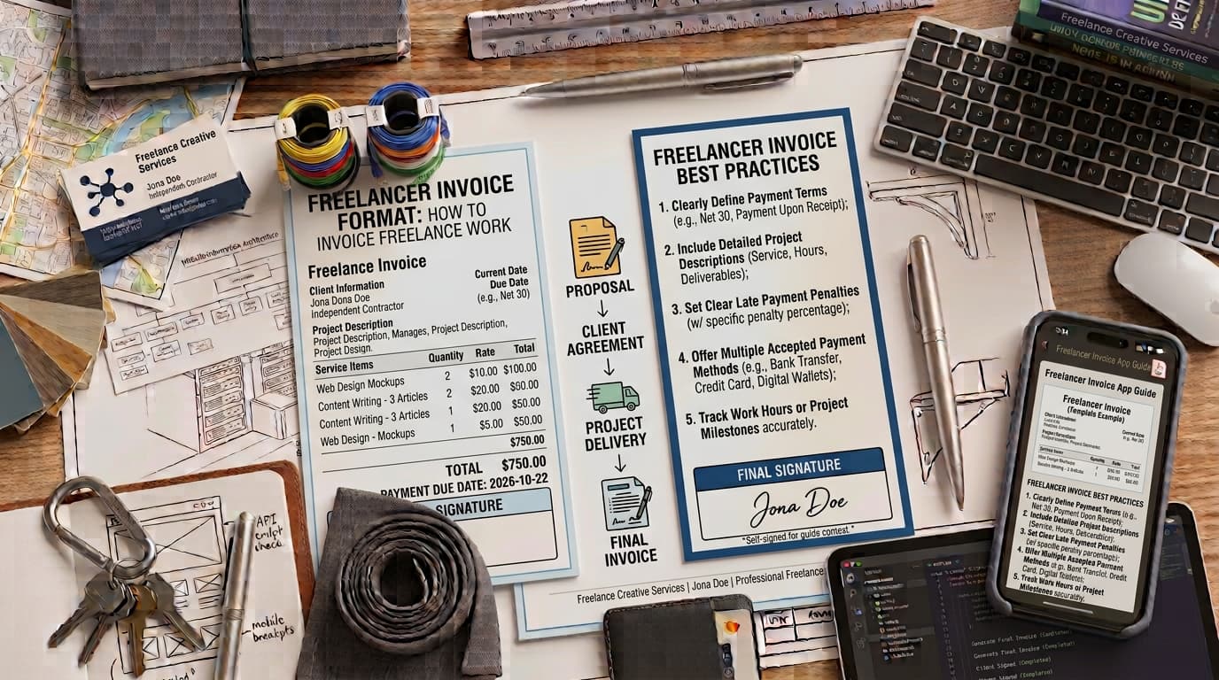Freelancer Invoice Format: How to Invoice Freelance Work — ToolNimbly article cover