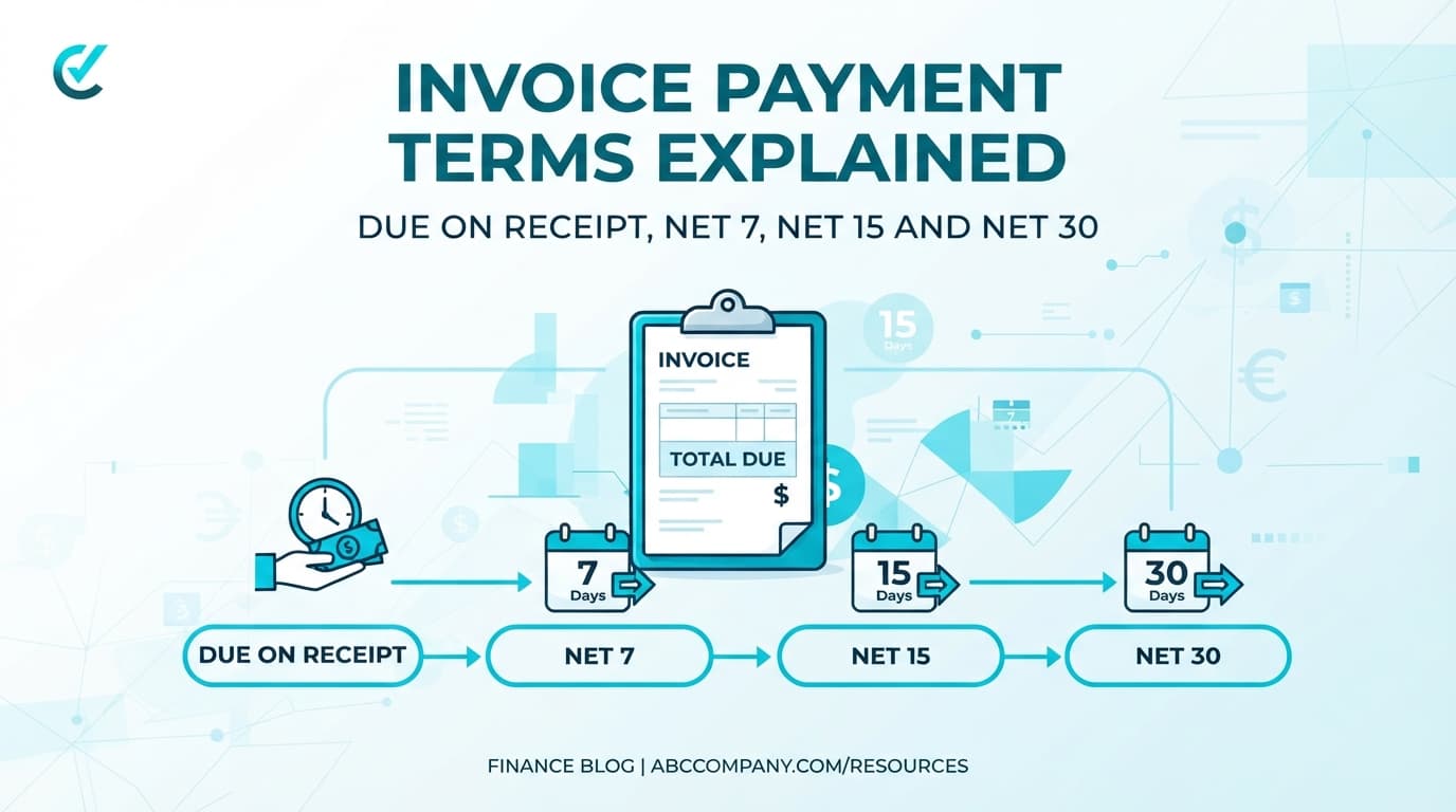 Invoice Payment Terms Explained: Due on Receipt, Net 7, Net 15 and Net 30 — ToolNimbly article cover