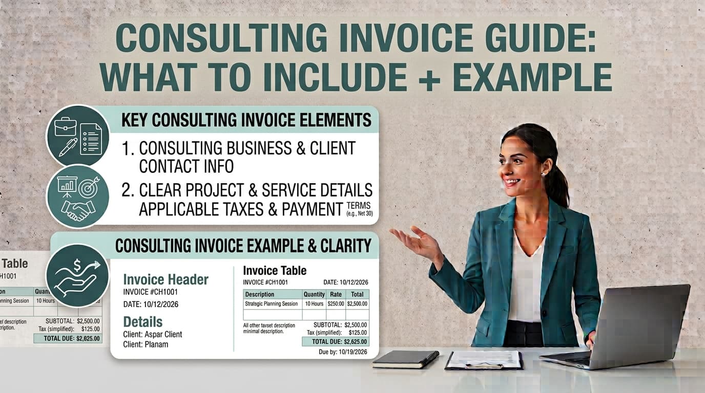 Consulting Invoice Template: What to Include + Example — ToolNimbly article cover