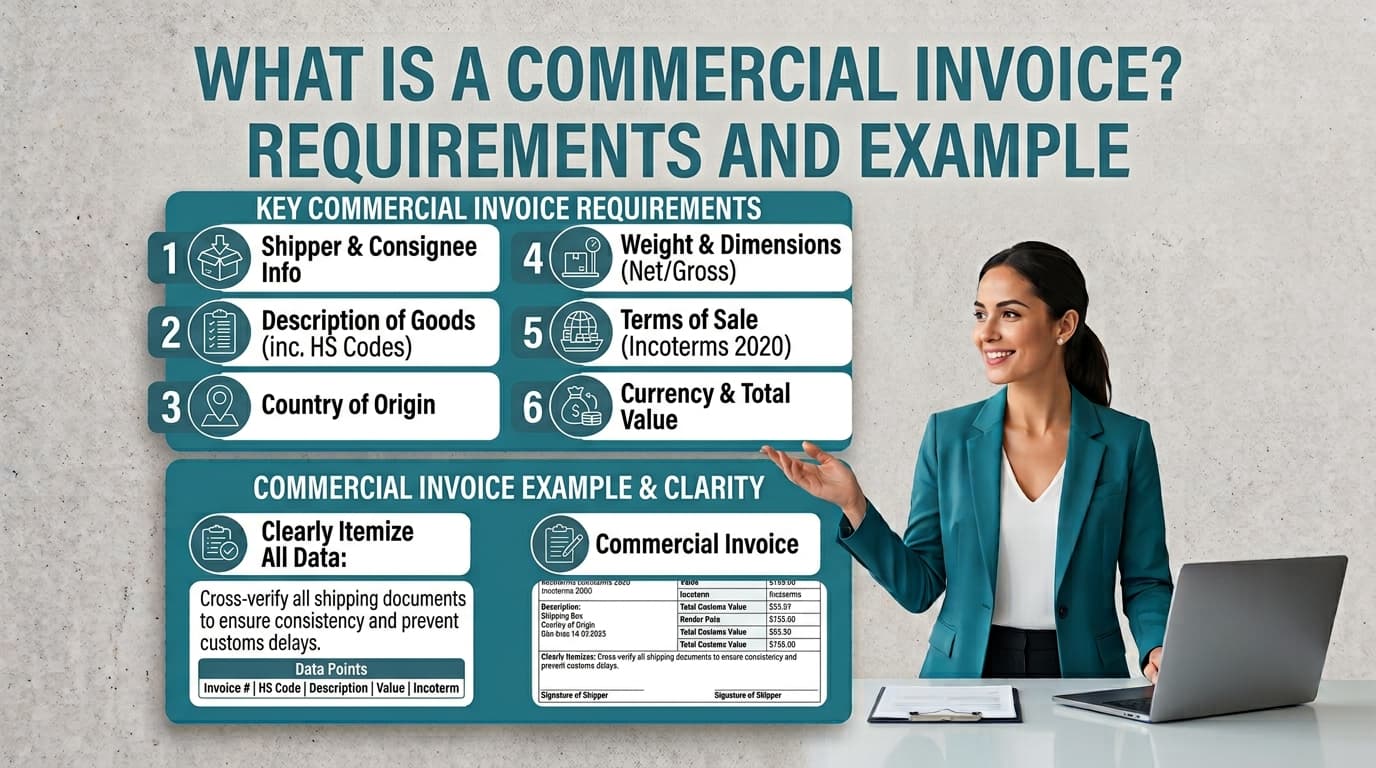What Is a Commercial Invoice? Requirements and Example — ToolNimbly article cover