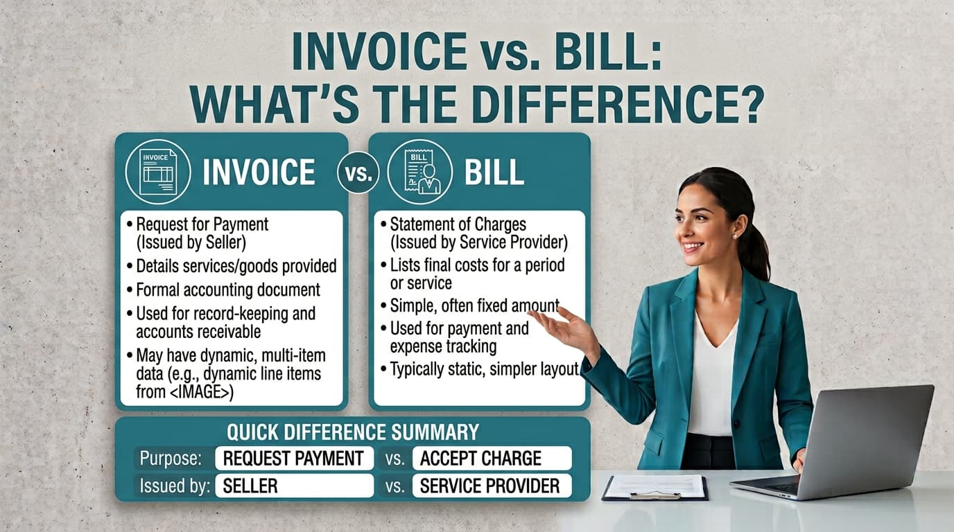 Invoice vs Bill: What’s the Difference? — ToolNimbly article cover