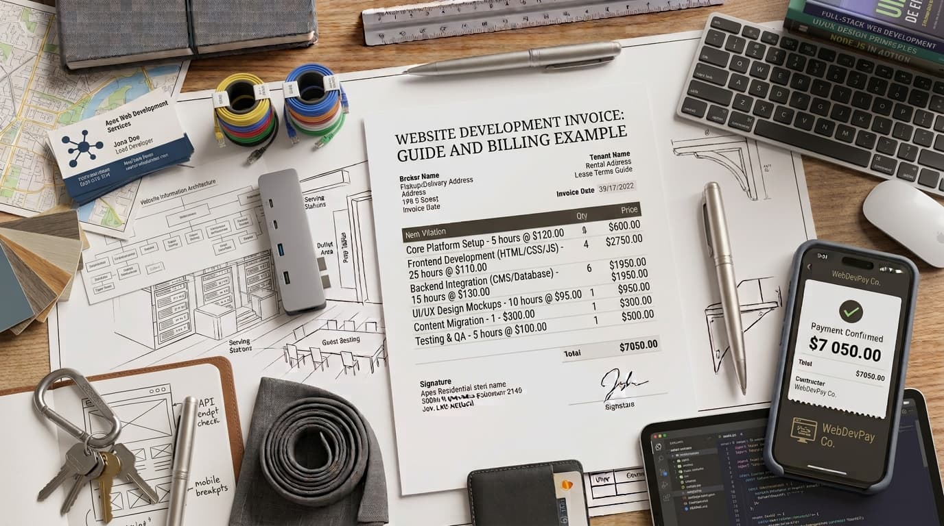 Website Development Invoice Template: Guide and Example — ToolNimbly article cover