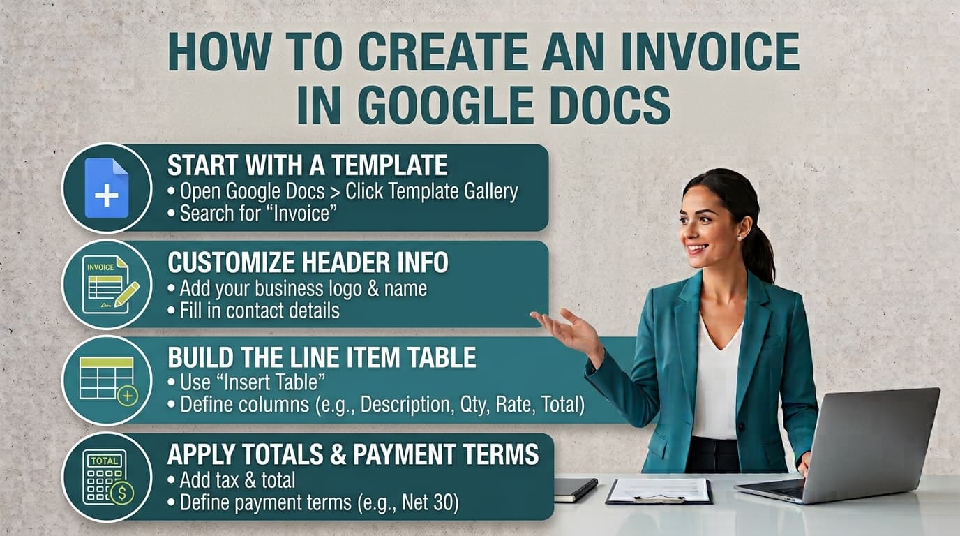 How to Create an Invoice in Google Docs — ToolNimbly article cover