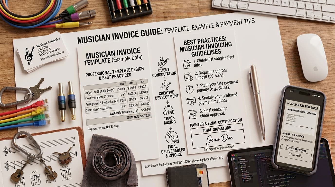Musician Invoice Template: Guide and Example — ToolNimbly article cover